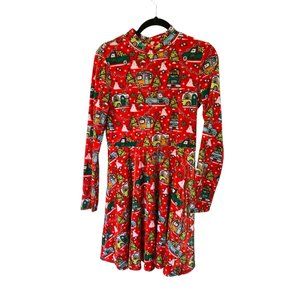 Born Famous Women's Size Medium Red Velvet Ugly Christmas Truck & Camper RV Dres